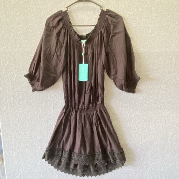 Melissa Odabash Dress Womens Size Medium Ivy Black Mini Off The Shoulder Eyelet - Picture 3 of 9